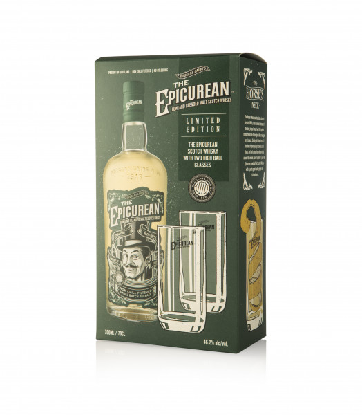 The Epicurean Gift Box mit 2 Gläsern Lowland Blended Malt Whisky